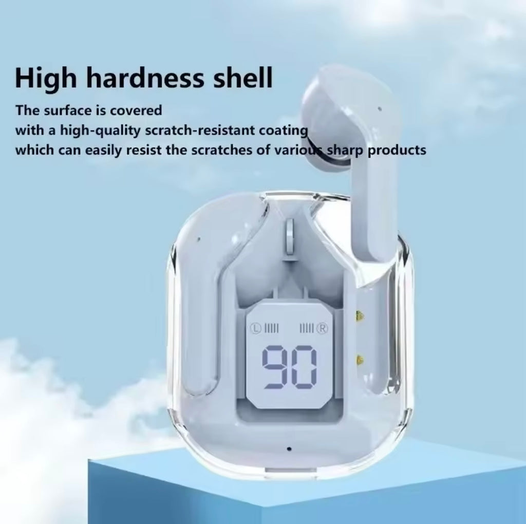 T2 Wireless Bluetooth Earphone Transparent HIFI Headphones LED Power Digital Display Stereo Sound Earphones