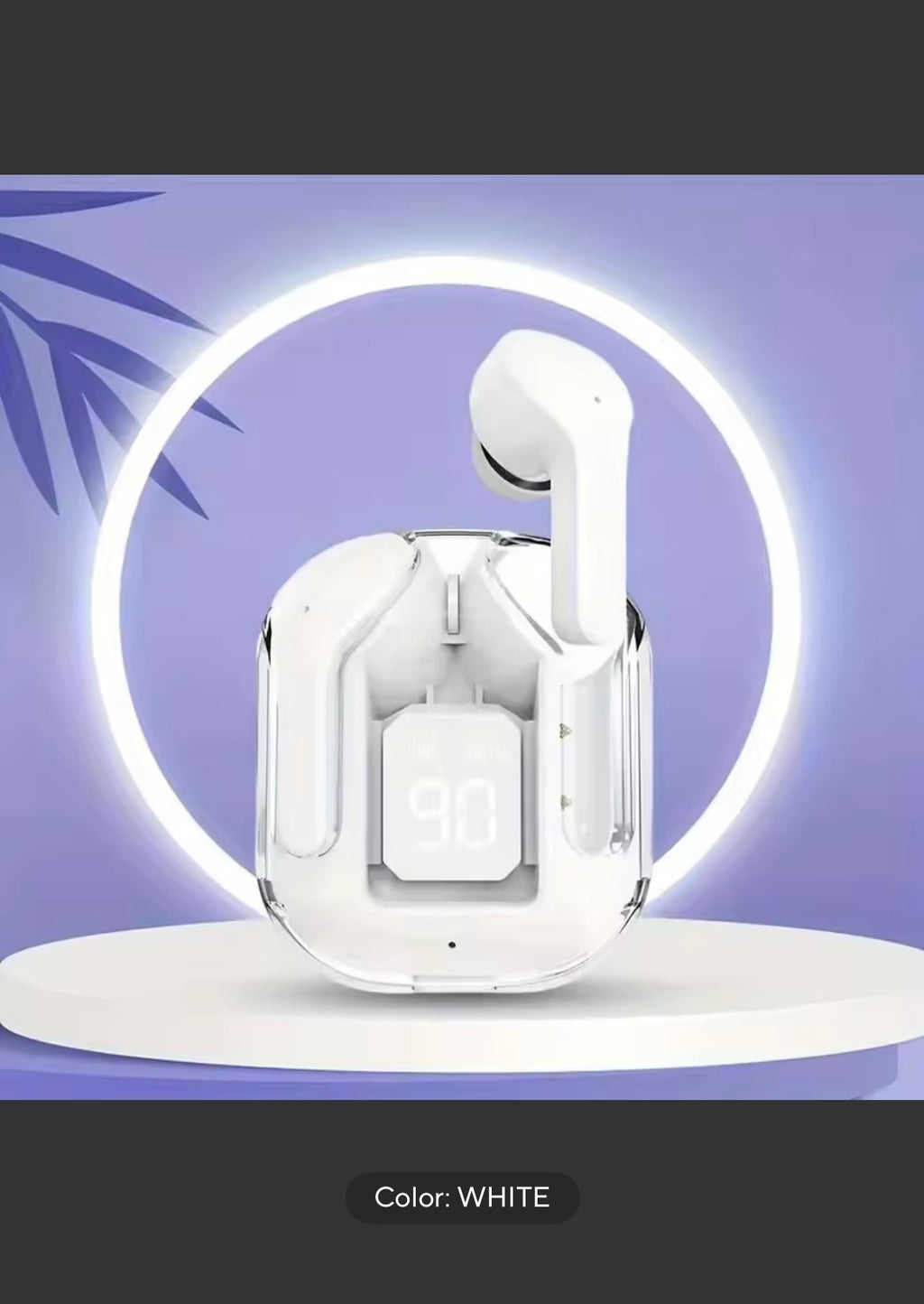 T2 Wireless Bluetooth Earphone Transparent HIFI Headphones LED Power Digital Display Stereo Sound Earphones