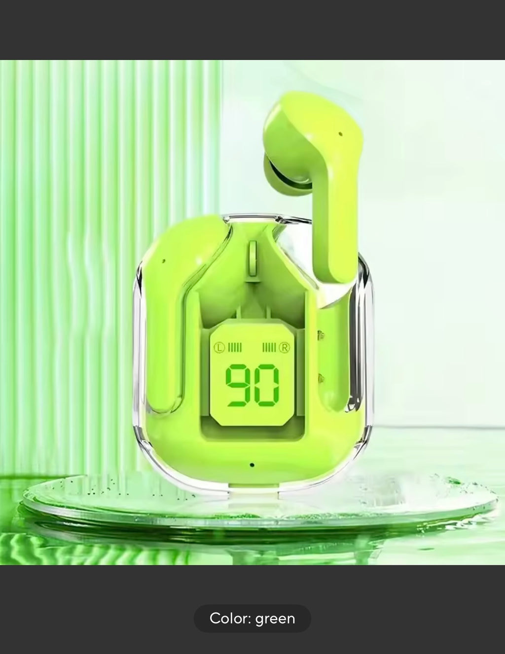 T2 Wireless Bluetooth Earphone Transparent HIFI Headphones LED Power Digital Display Stereo Sound Earphones