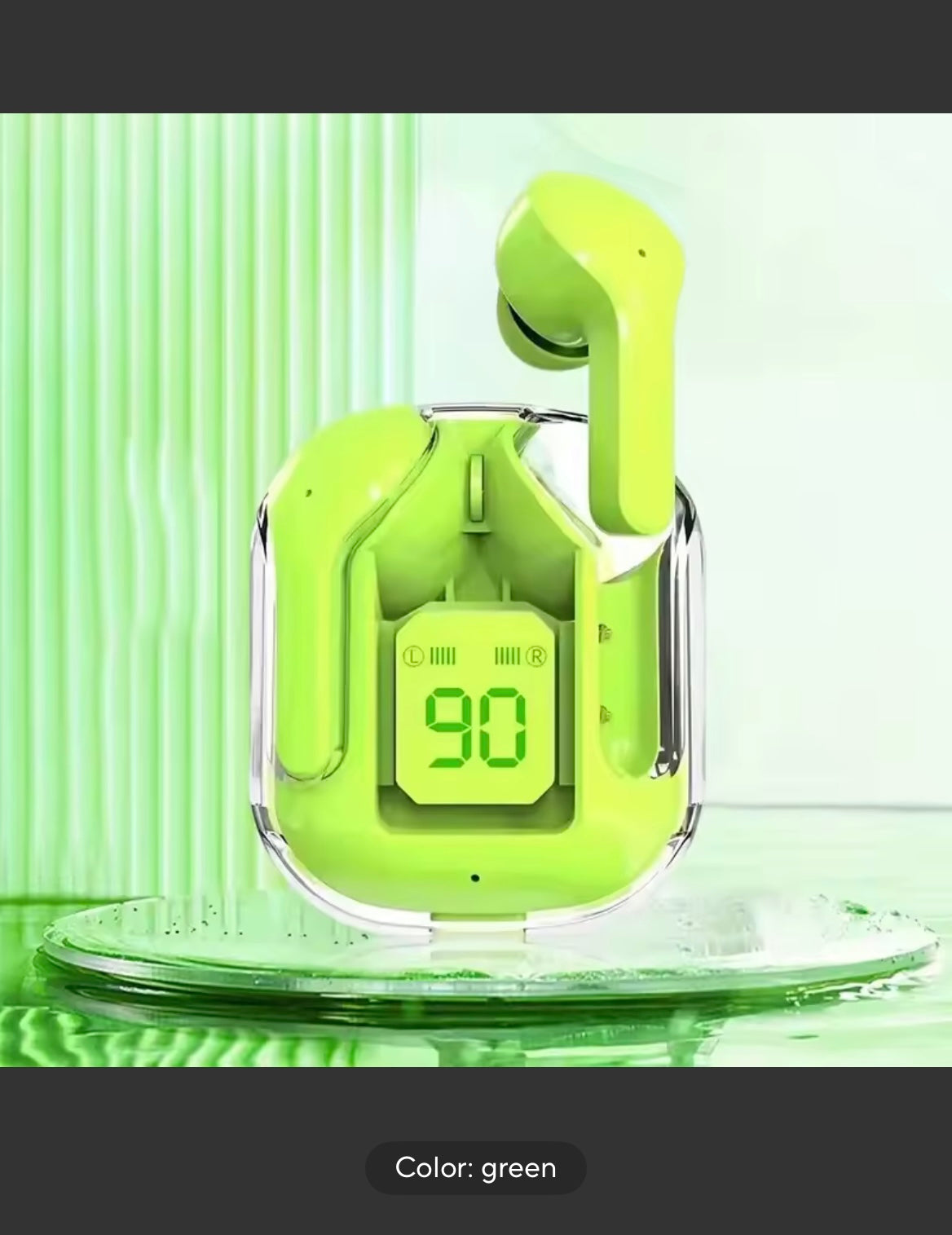 T2 Wireless Bluetooth Earphone Transparent HIFI Headphones LED Power Digital Display Stereo Sound Earphones