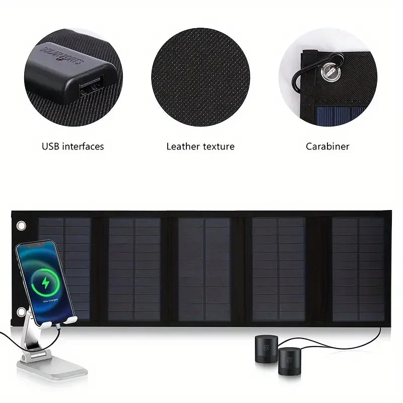 Portable solar panel, 5V/2A USB+TYPE-C solar charger, foldable solar panel, suitable for outdoor activities and travel