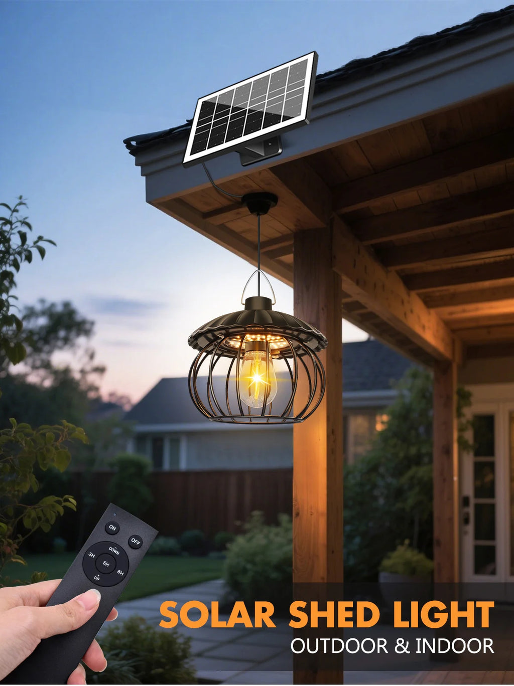 Solar Powered Barn Light Indoor Outdoor LED Hanging Solar Lamp with Motion Sensor Solar Pendant Light Garden Garage Chicken Coop