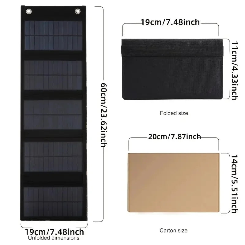 Portable solar panel, 5V/2A USB+TYPE-C solar charger, foldable solar panel, suitable for outdoor activities and travel