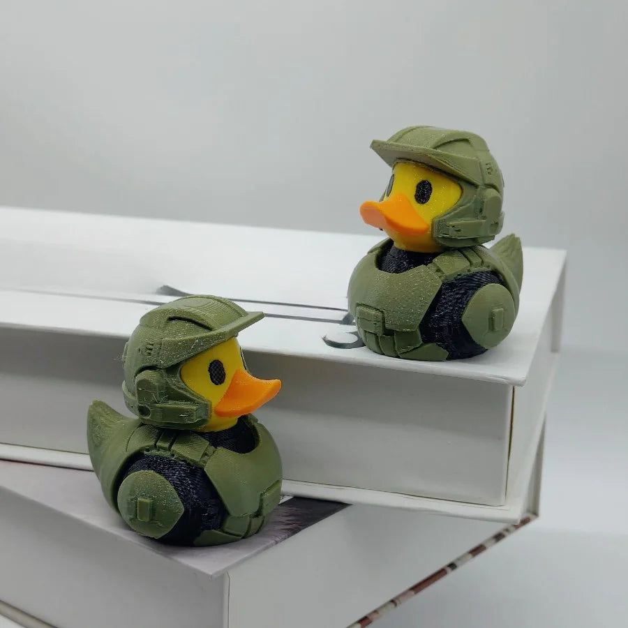 Military Soldier Duck Statue, Durable Plastic Interior/outdoor Decoration in Olive Green and Black Design, Desk Rack Decoration