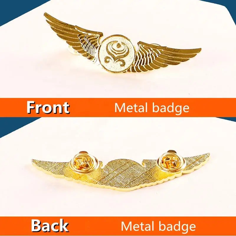 4 pcs Trades and Professions Airline And High Express Railway Conductor Design Metal Pilot Wings Pin Badge