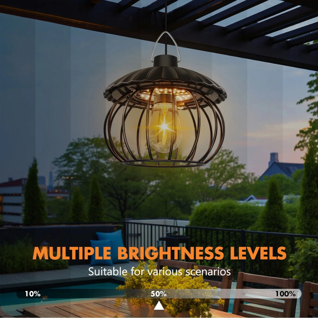 Solar Powered Barn Light Indoor Outdoor LED Hanging Solar Lamp with Motion Sensor Solar Pendant Light Garden Garage Chicken Coop