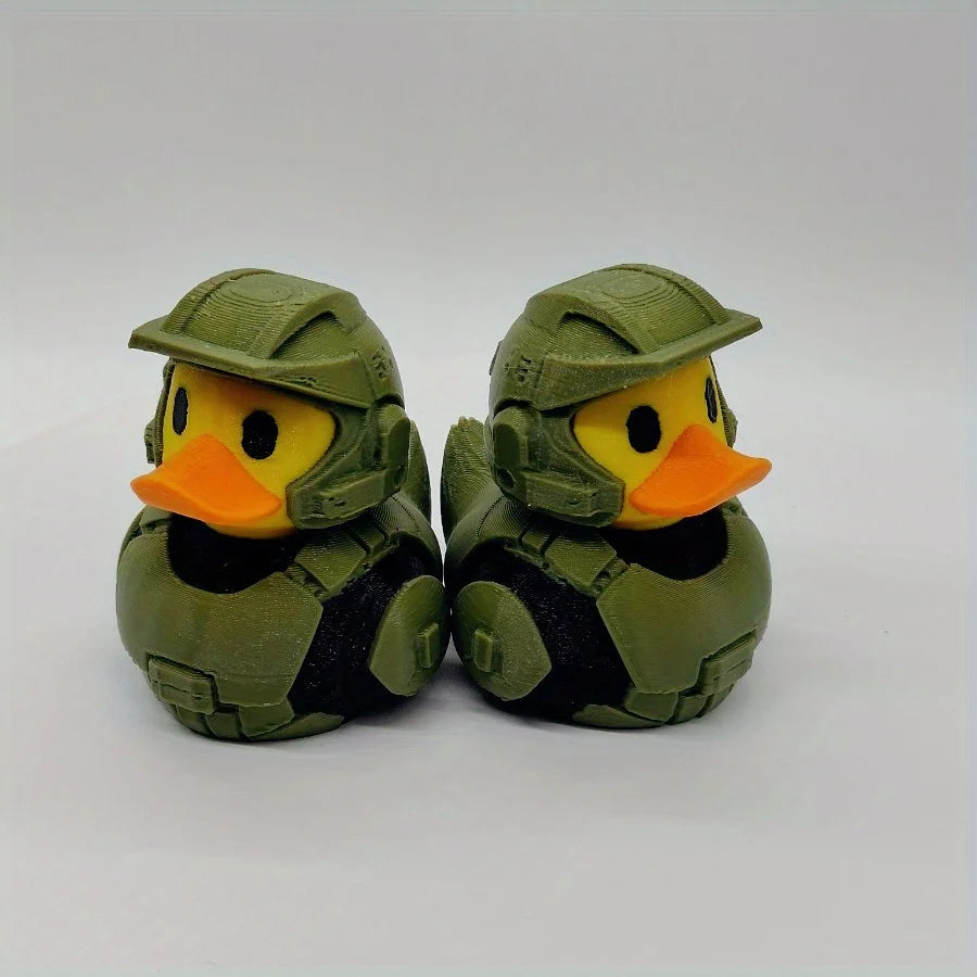Military Soldier Duck Statue, Durable Plastic Interior/outdoor Decoration in Olive Green and Black Design, Desk Rack Decoration