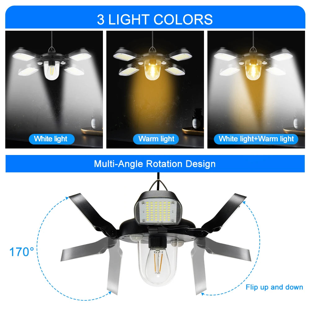 Solar Powered Barn Light Indoor Outdoor LED Hanging Solar Lamp with Motion Sensor Solar Pendant Light Garden Garage Chicken Coop