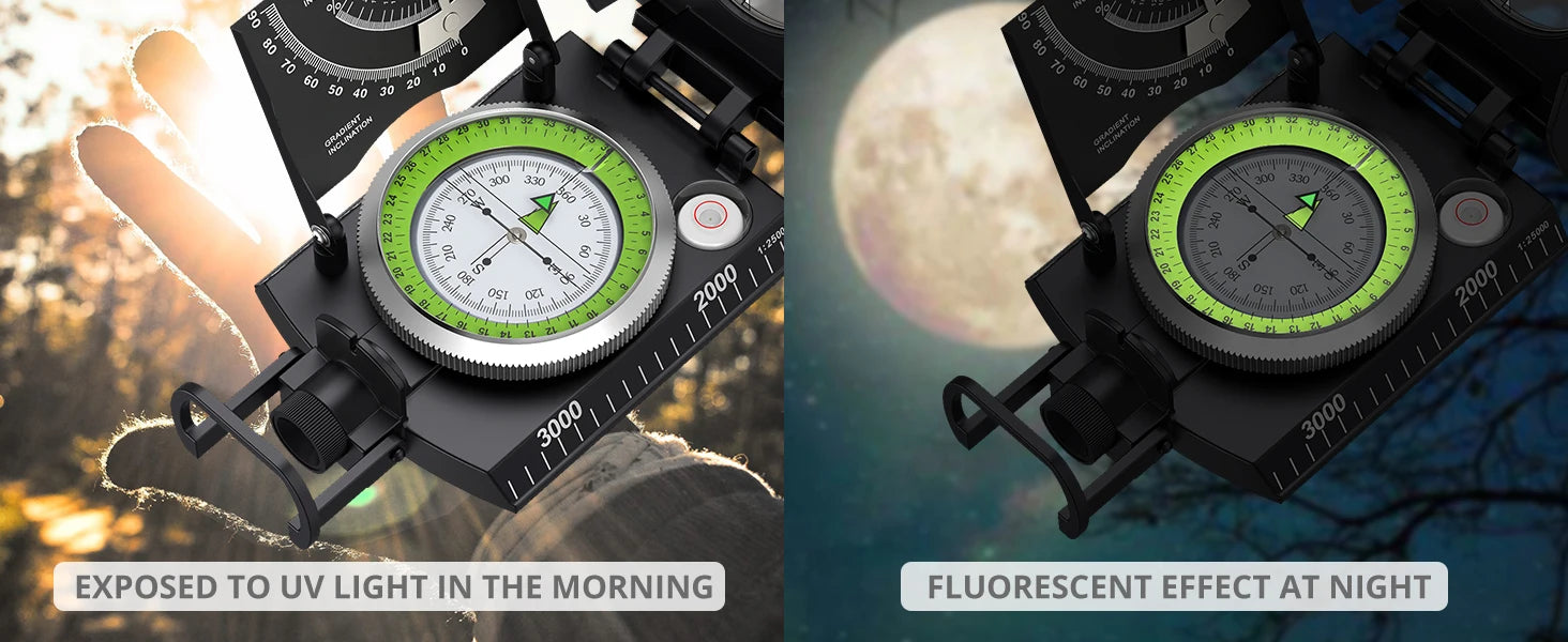 Military Compass，for Sighting Waterproof,Durable,Inclinometer Multifunctional Military Sighting Navigation Compass