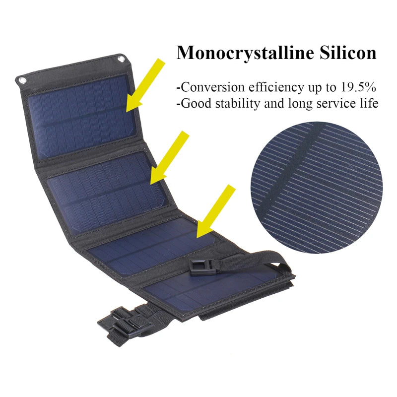 Portable USB Foldable Solar Panel, Folding Solar Panels For Travel, Mobile Phone Charging Bank, Flashlight, Fan, Mobile Phone Ba