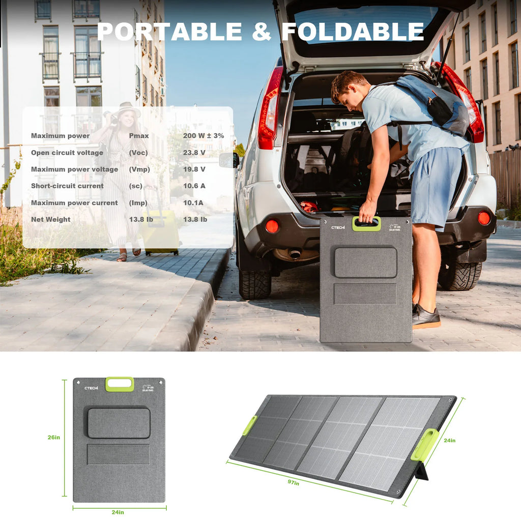 Lightweight High Effecience Portable Foldable Solar Panel 200W Camping Solar Generator Power Supply for RV