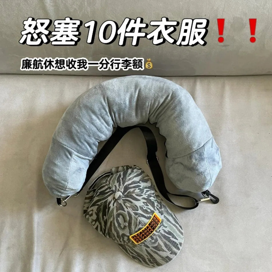 Aviation Artifact U-shaped Pillow Plug Clothes U-shaped Pillow Travel Portable Long-distance Aircraft Portable Storage Artifact