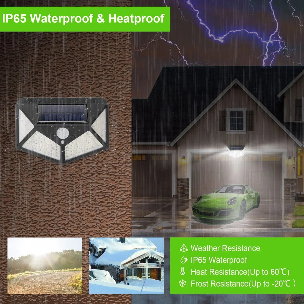 Solar Wall Lamp Outdoor 100LED Lampwaterproof Motion Sensor Solar Powered Sunlight Street Lamp Garden Railing Decorative Lamp