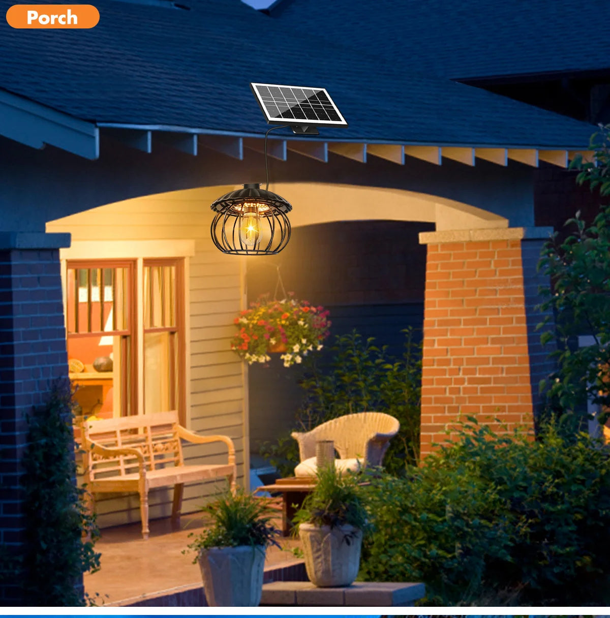 Solar Powered Barn Light Indoor Outdoor LED Hanging Solar Lamp with Motion Sensor Solar Pendant Light Garden Garage Chicken Coop