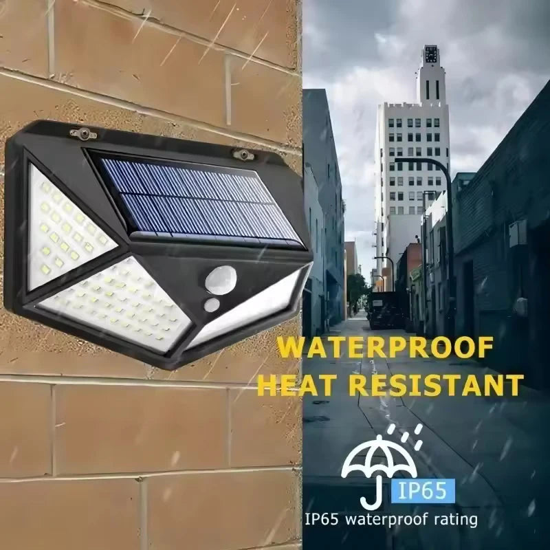 Solar Wall Lamp Outdoor 100LED Lampwaterproof Motion Sensor Solar Powered Sunlight Street Lamp Garden Railing Decorative Lamp