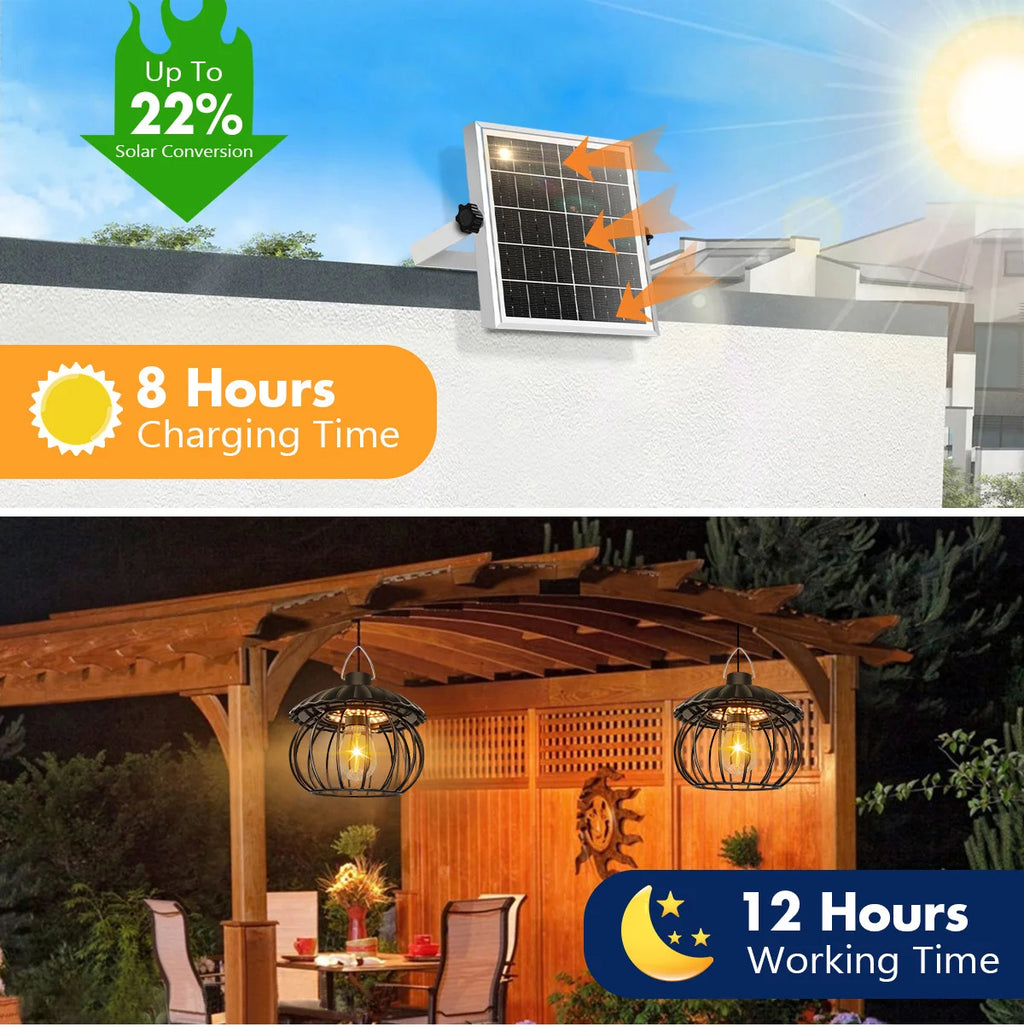 Solar Powered Barn Light Indoor Outdoor LED Hanging Solar Lamp with Motion Sensor Solar Pendant Light Garden Garage Chicken Coop