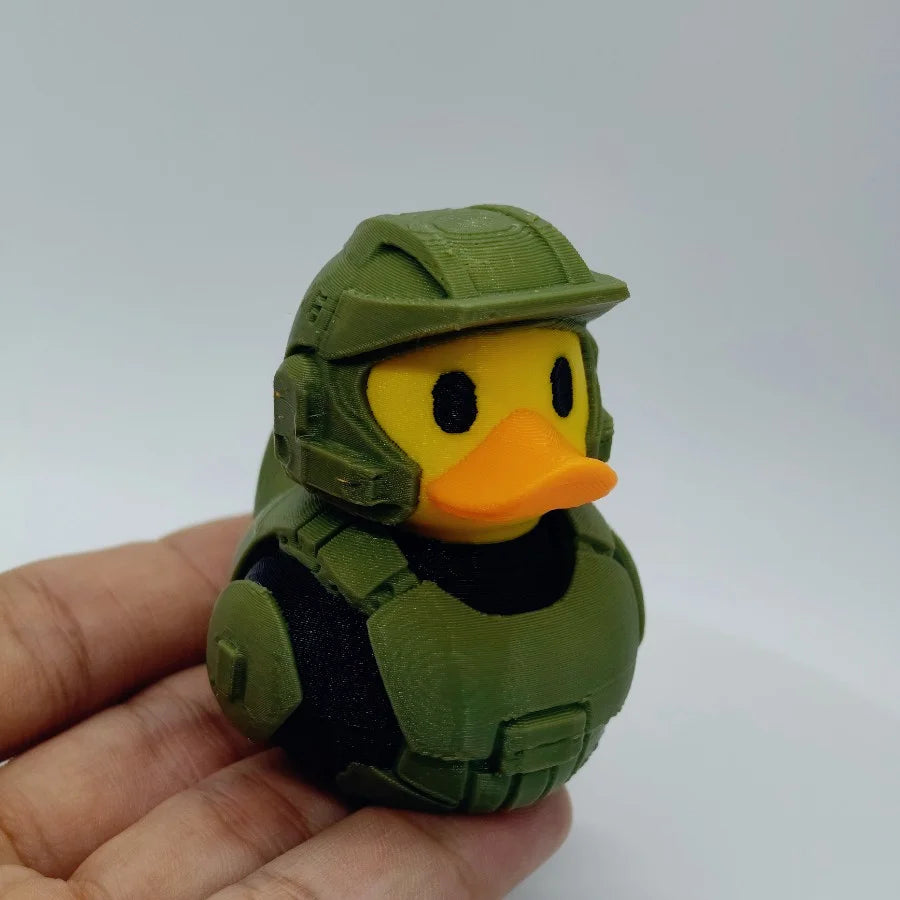 Military Soldier Duck Statue, Durable Plastic Interior/outdoor Decoration in Olive Green and Black Design, Desk Rack Decoration