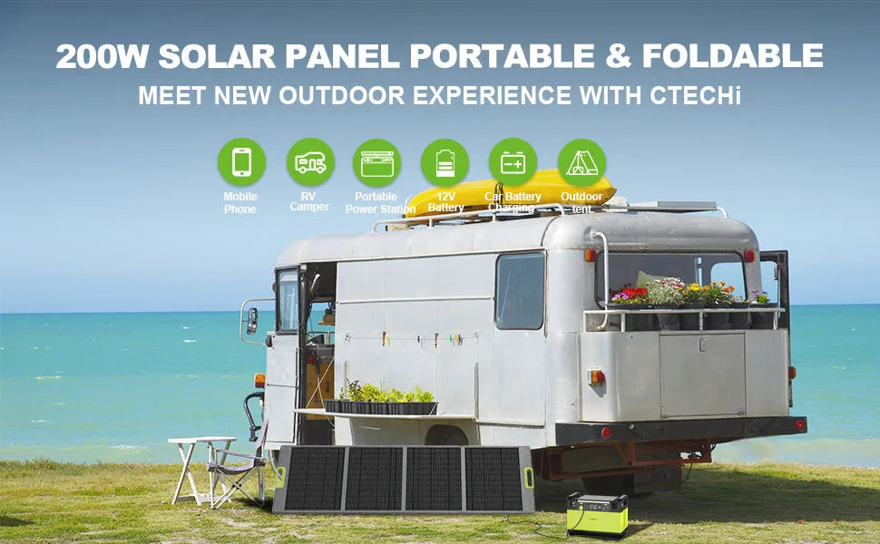 Lightweight High Effecience Portable Foldable Solar Panel 200W Camping Solar Generator Power Supply for RV