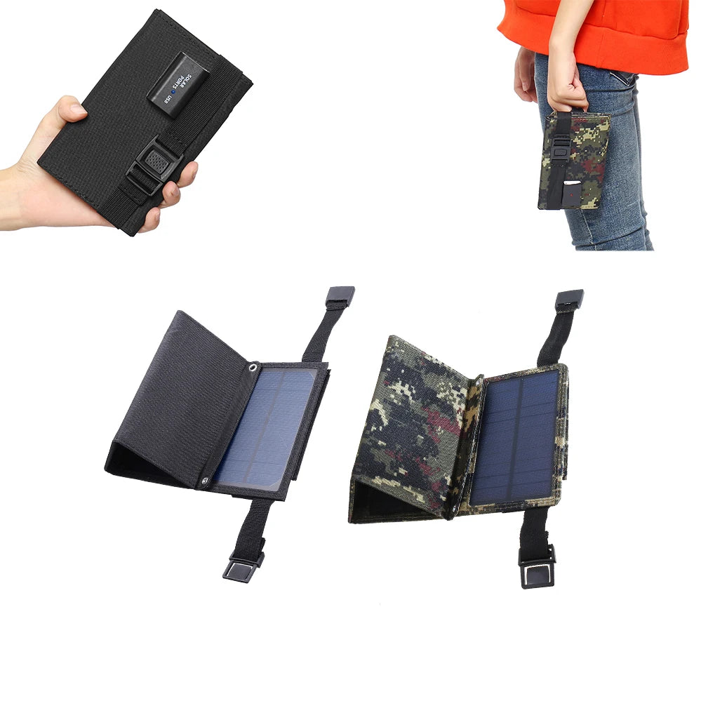 Portable USB Foldable Solar Panel, Folding Solar Panels For Travel, Mobile Phone Charging Bank, Flashlight, Fan, Mobile Phone Ba