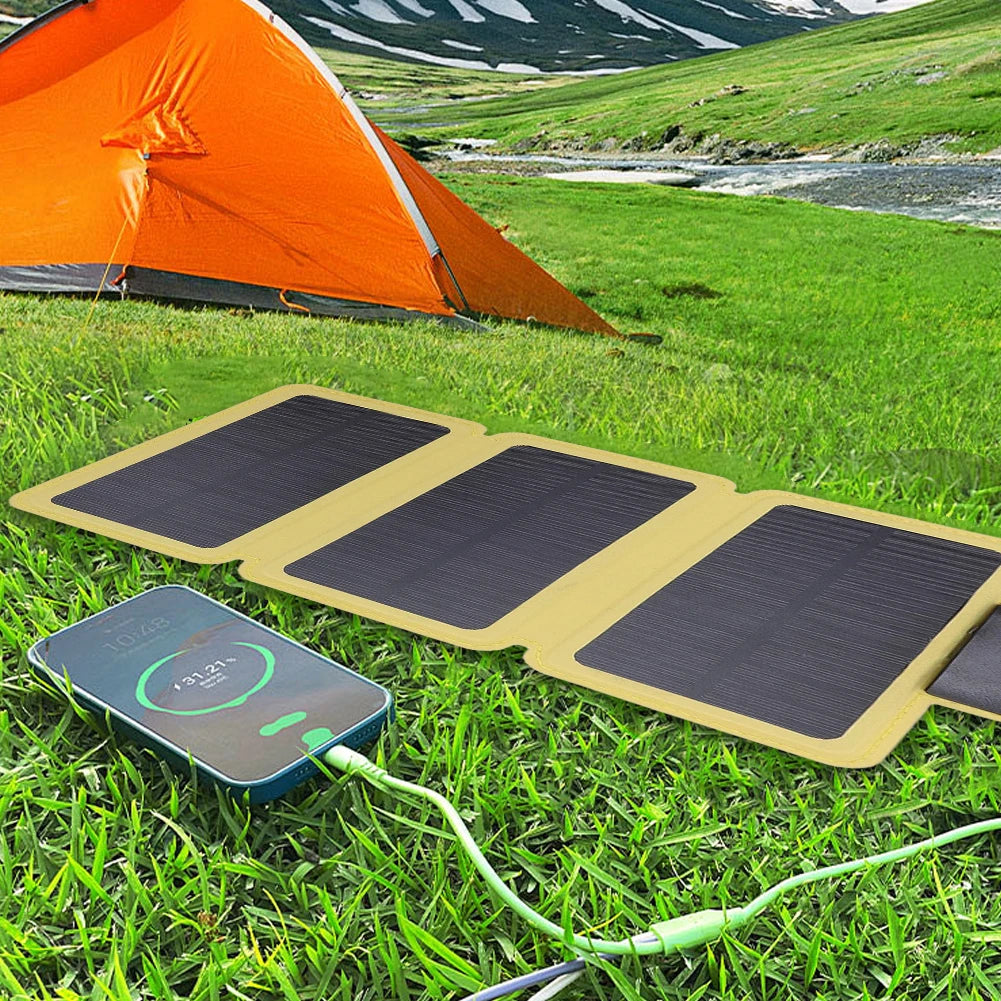 Outdoor Foldable Solar Panel Ultra-Thin Portable Solar Power Bank USB Solar Charging Panel for Camping Hiking Picnic Climbing