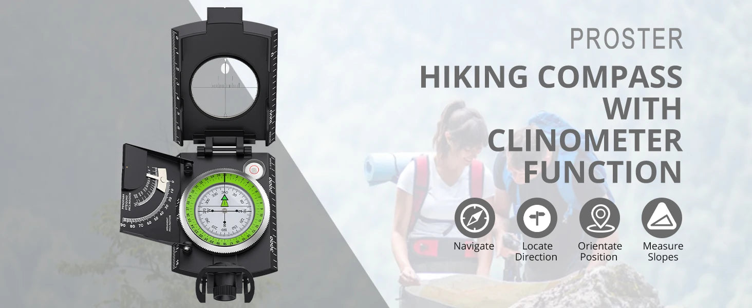 Military Compass，for Sighting Waterproof,Durable,Inclinometer Multifunctional Military Sighting Navigation Compass