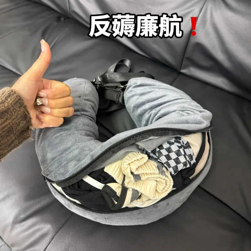 Aviation Artifact U-shaped Pillow Plug Clothes U-shaped Pillow Travel Portable Long-distance Aircraft Portable Storage Artifact