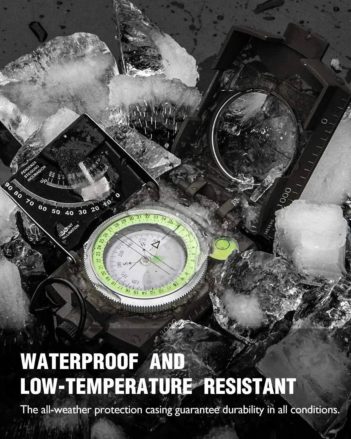 Military Compass，for Sighting Waterproof,Durable,Inclinometer Multifunctional Military Sighting Navigation Compass