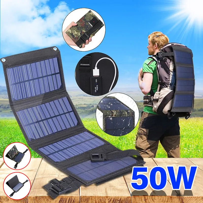 Portable USB Foldable Solar Panel, Folding Solar Panels For Travel, Mobile Phone Charging Bank, Flashlight, Fan, Mobile Phone Ba