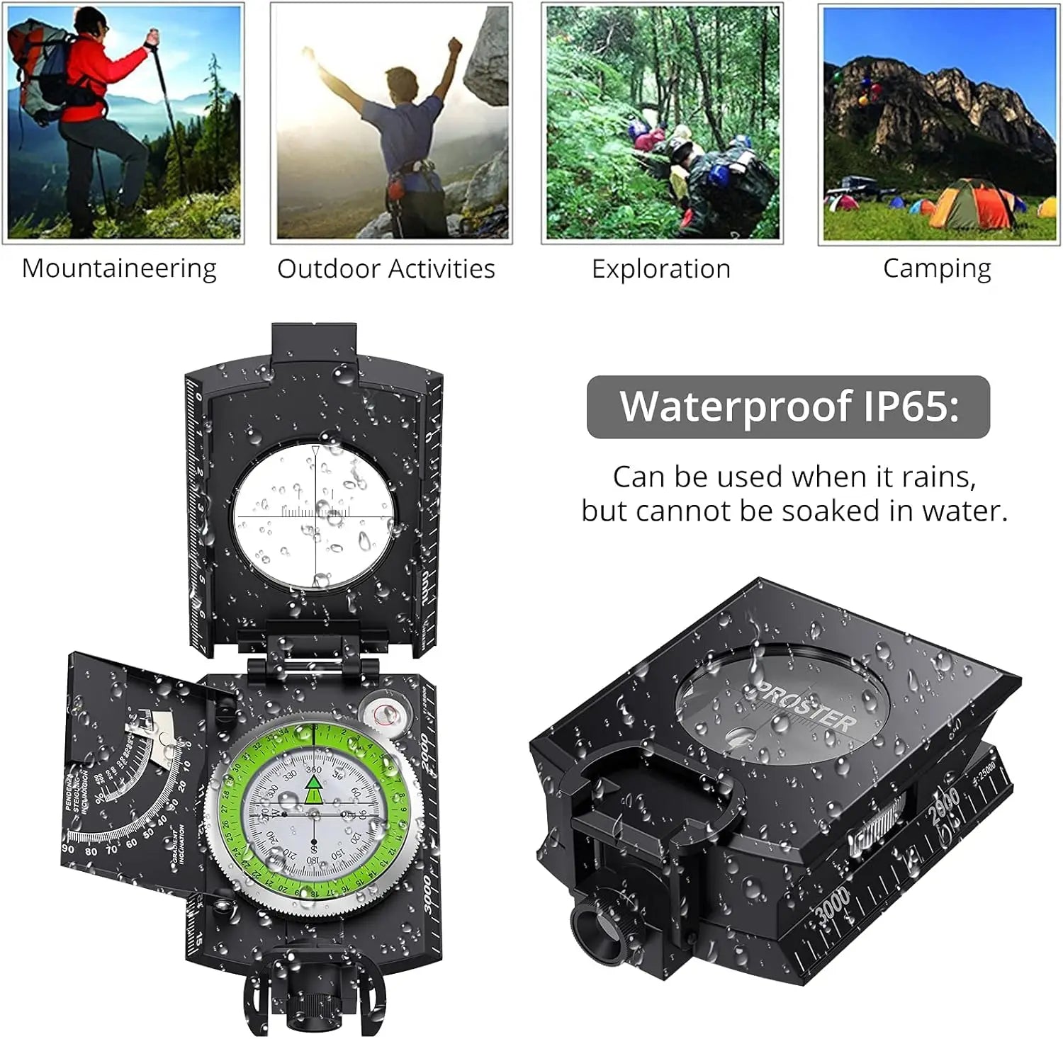 Military Compass，for Sighting Waterproof,Durable,Inclinometer Multifunctional Military Sighting Navigation Compass
